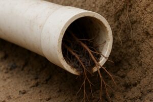 Tubería atascada por raíces